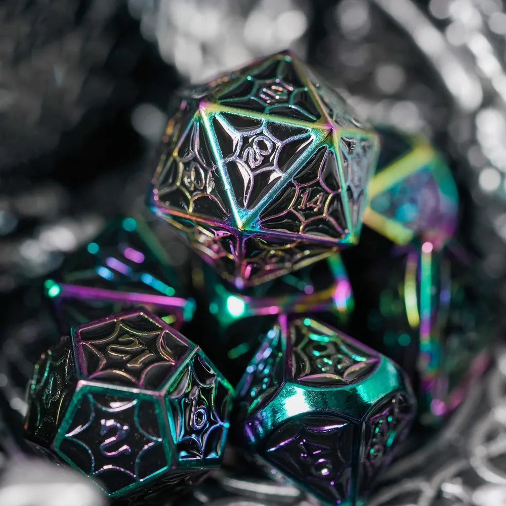 DND 7Pcs Polyhedral Shiny Metal Dice  Set - headwatergames