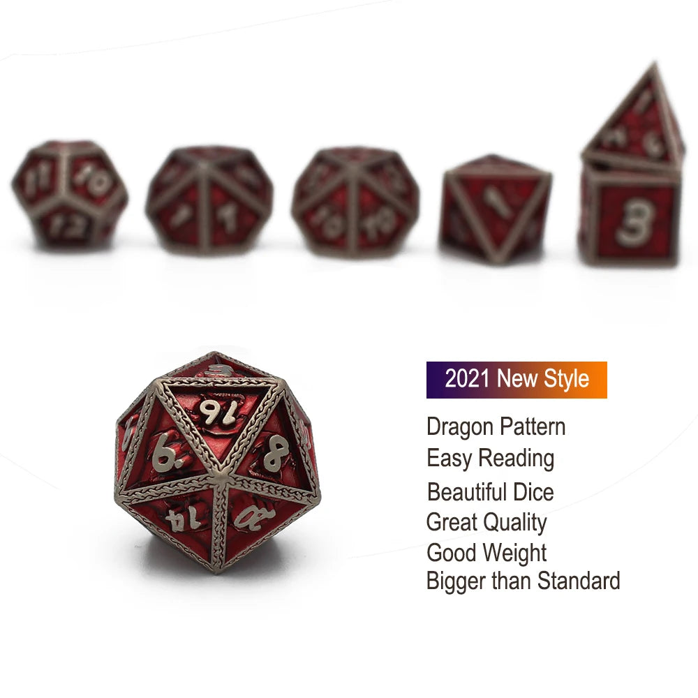 7 Pcs Dragon Pattern Polyhedral Dice Set - headwatergames