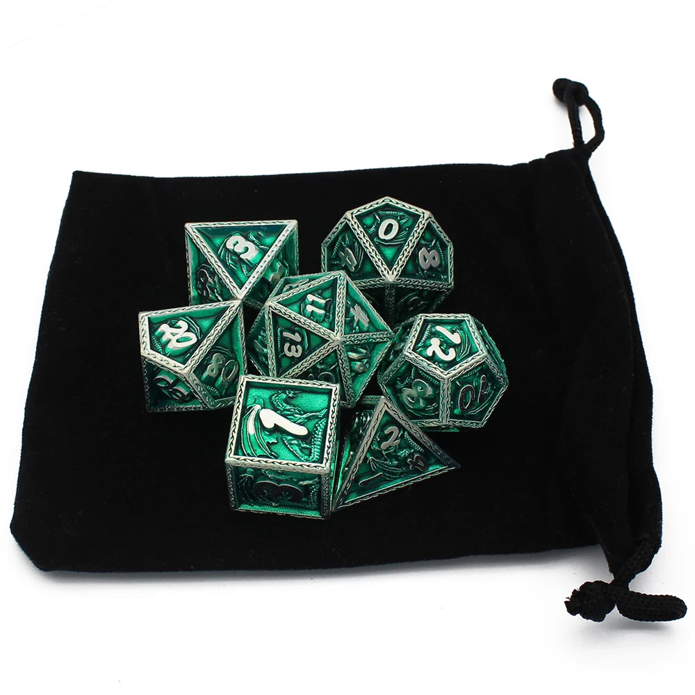 7 Pcs Dragon Pattern Polyhedral Dice Set - headwatergames