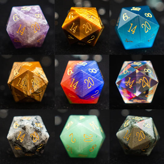 Premium Gemstone Polyhedral D20 for DnD - headwatergames