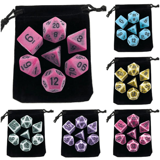 DND Acrylic Retro Effect Polyhedral Dice Sets - headwatergames