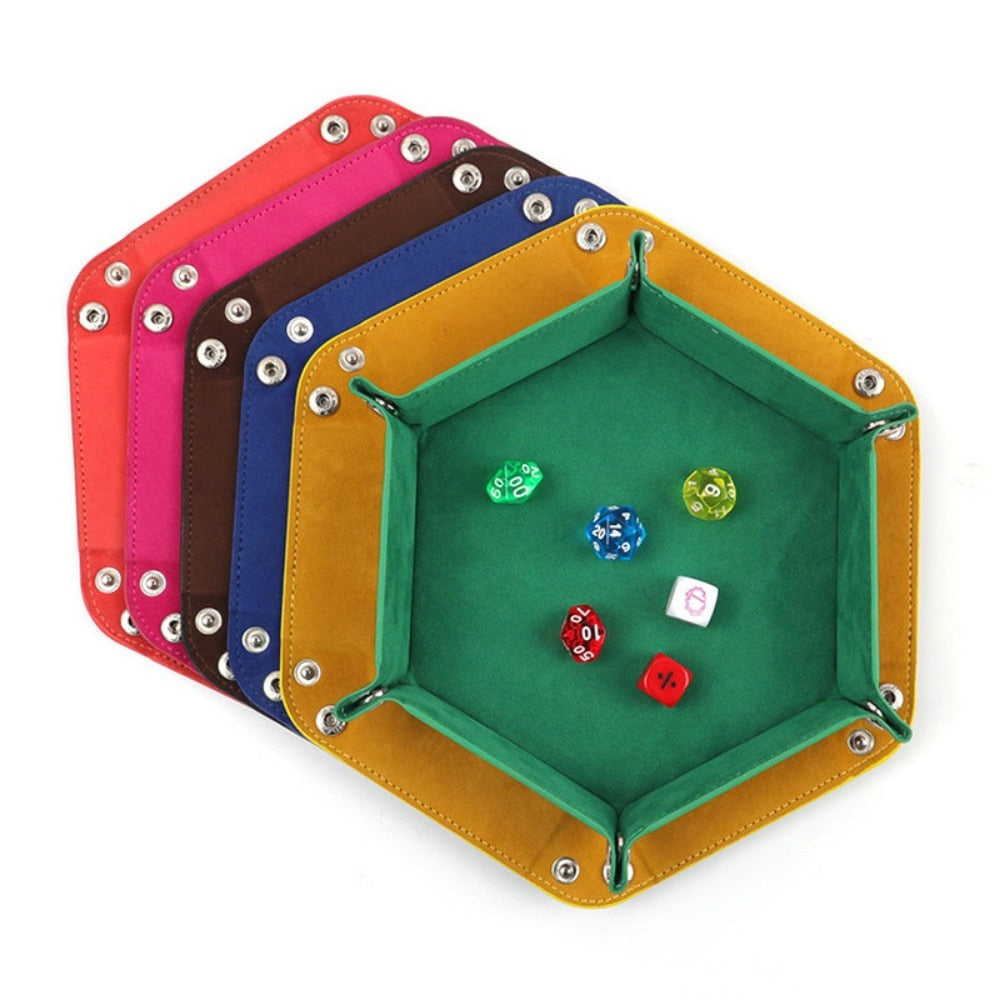 Leather Folding Hexagon Dice Tray Box - headwatergames