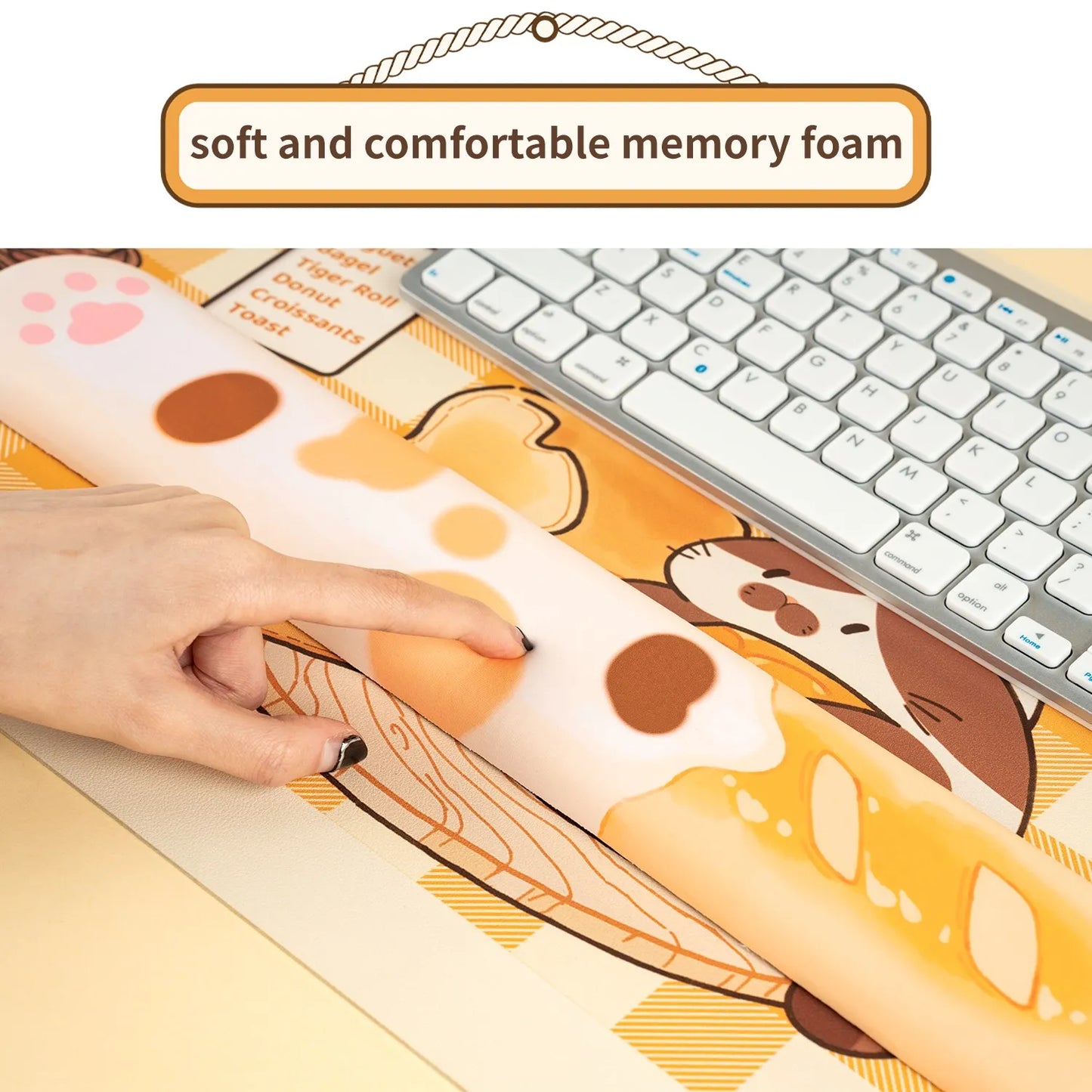 Cat Bakery Computer Mouse Pad Keyboard with Wrist Rest - headwatergames